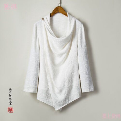 中汉服披风青年复古禅意风衣中式