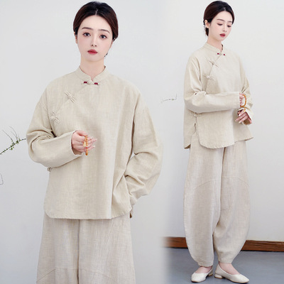 新款修行禅服女佛系禅意女装棉麻