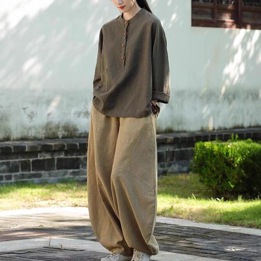 禅服棉麻盘扣居士服秋季中佛系