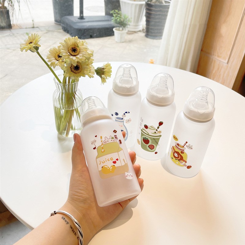速发韩版管爱奶嘴水杯塑可儿童带吸料杯子学生便携小巧水杯