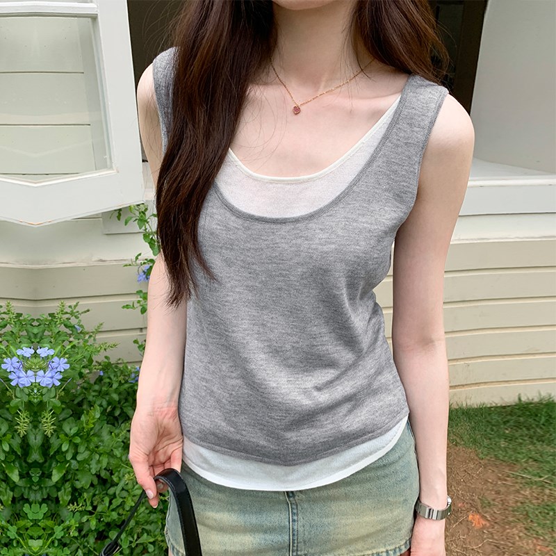 速发suseyiku设字两假感件工计背心夏2024新款无袖外穿法式绝美上