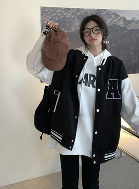 速发Autum Vitage Streetwr Baseba Uim Style Oversized W