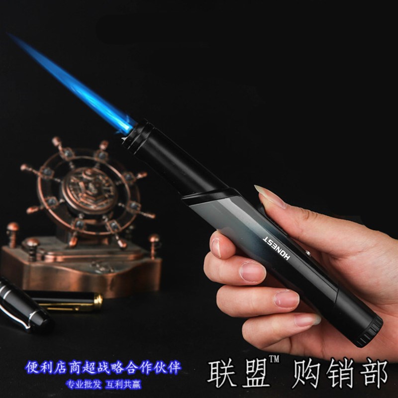 速发新款H笔火个性金属防风直冲充气体具烟火机喷式焊枪