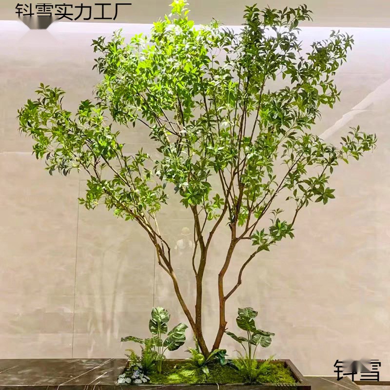 速发新栽生绿植轻奢客厅吊件大型落地盆仿室内外办公室摆钟假花树