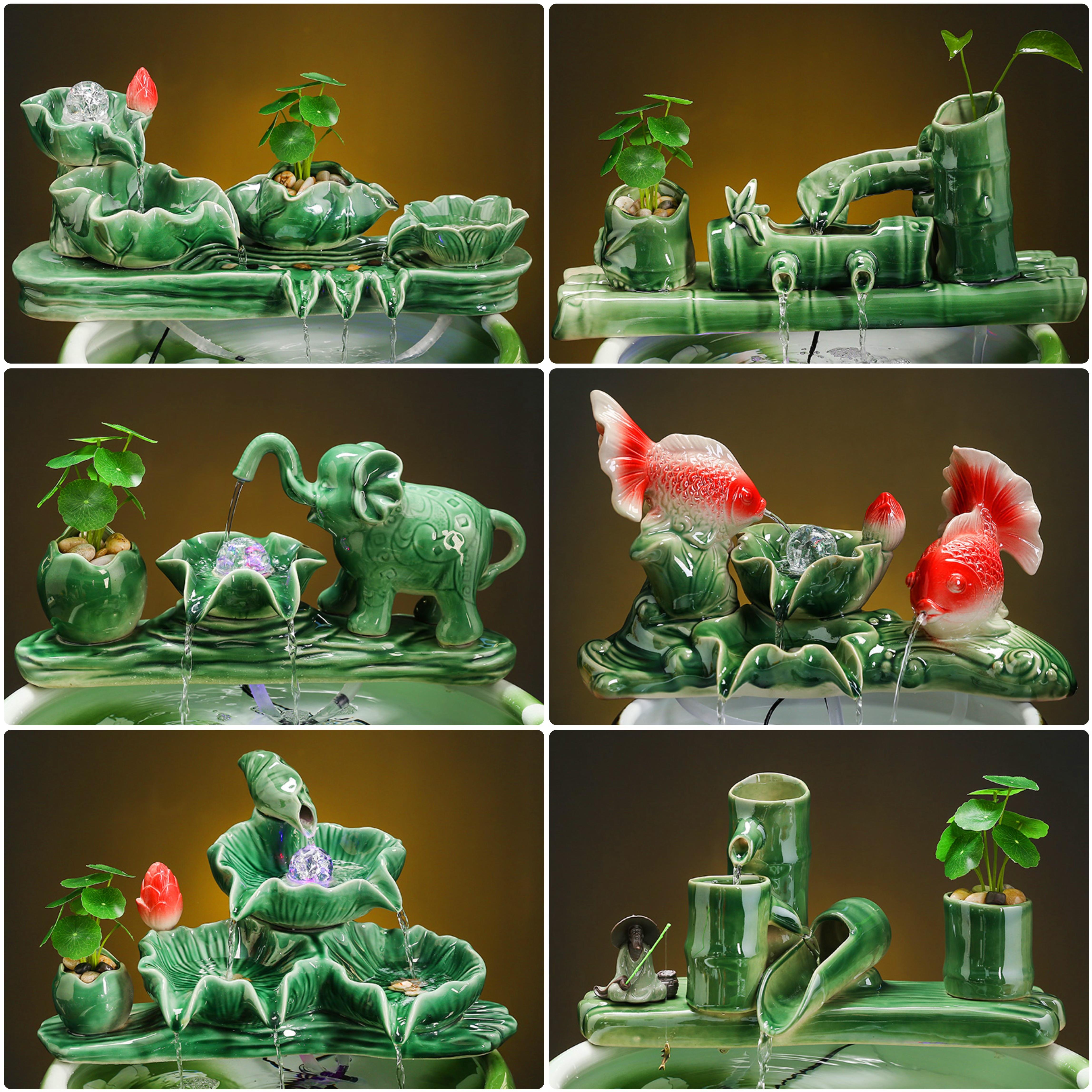 自动循环流水鱼缸摆件搭配陶瓷缸玻璃缸石槽配件喷泉增氧 过滤器