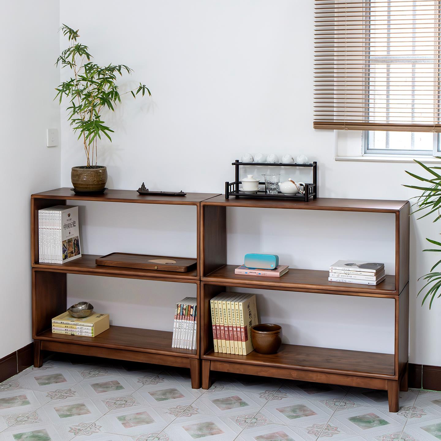 实木自由组合格子柜家用隔断收纳柜飘窗简约书架置物储物落地书柜