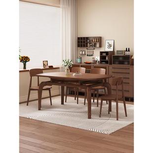 政府补贴餐桌实木灰木家庭小公寓方形和圆形两用折叠式餐桌胡桃色