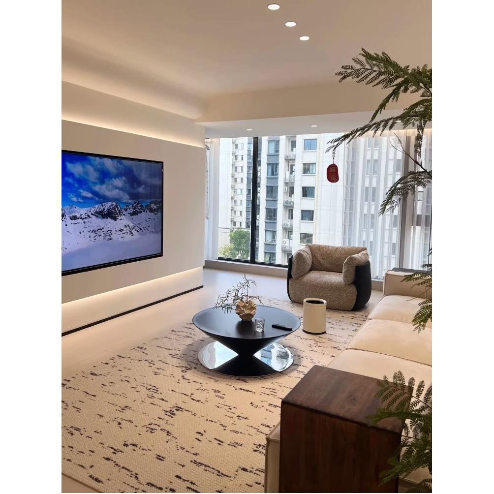 法式悬浮飞碟茶几客厅家用小户型创意设计师不锈钢圆形边几组合