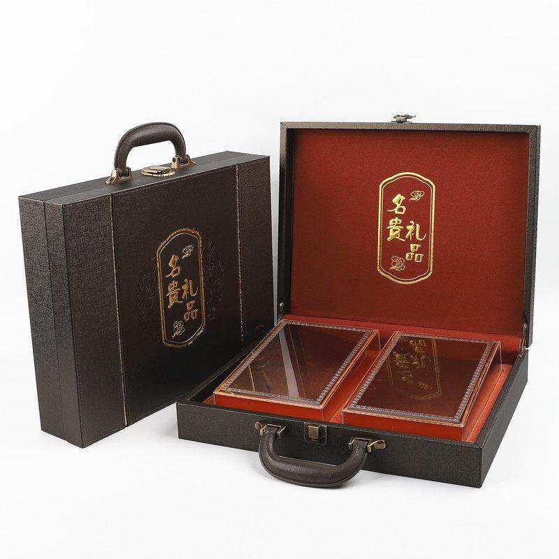 双拼名贵礼品包装盒滋补品干货参茸海参燕窝礼品盒手提皮盒空盒子,包装,礼品盒,淘宝优惠券,粉丝福利购,淘宝优惠卷