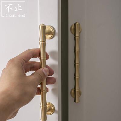 不止黄铜衣柜门把手拉手简约整体橱柜子握把抽屉把手厨房法式金色
