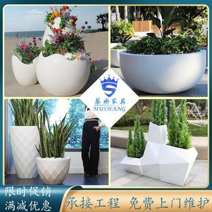玻璃钢花盆商场美陈花器户外公园种植池道路装饰花坛园林树池定制