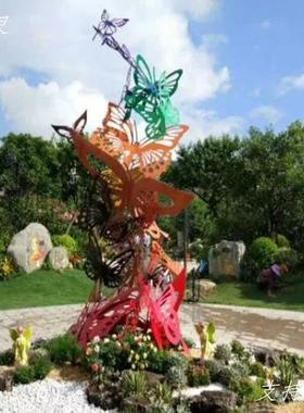 简约不锈钢蝴蝶雕塑大型园林户外公园广场金属铁艺创意装饰品摆件