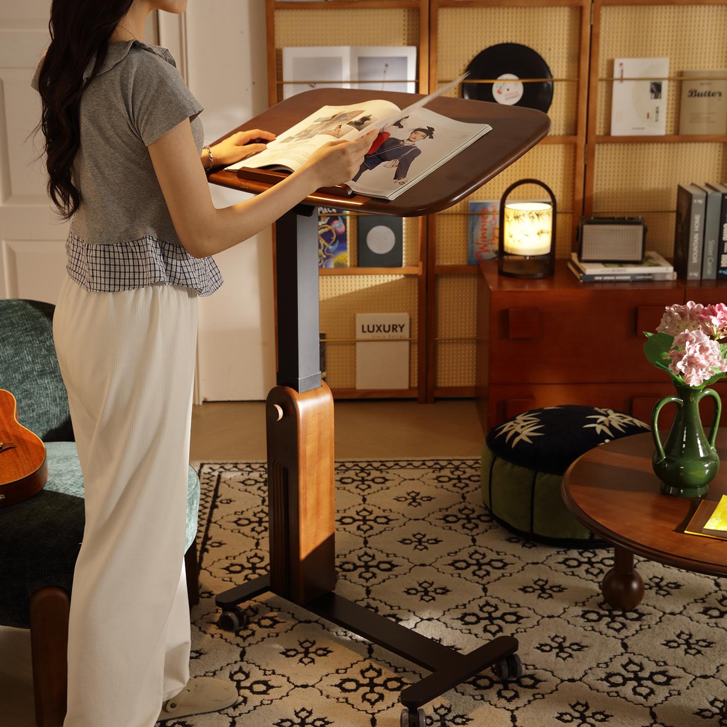 中古升降桌可移动办公折叠沙发边几北欧实木床边电脑学习书桌茶几