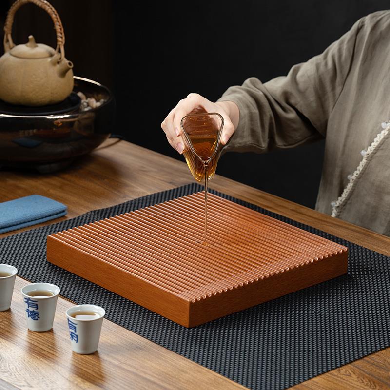 新款电木茶盘德国进口高端办公室家用方形干泡台小号无边排水茶台
