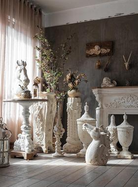 欧洲覆古饰品罗马柱饰品储物桌摄影工作室婚礼饰品摄影道具石膏雕