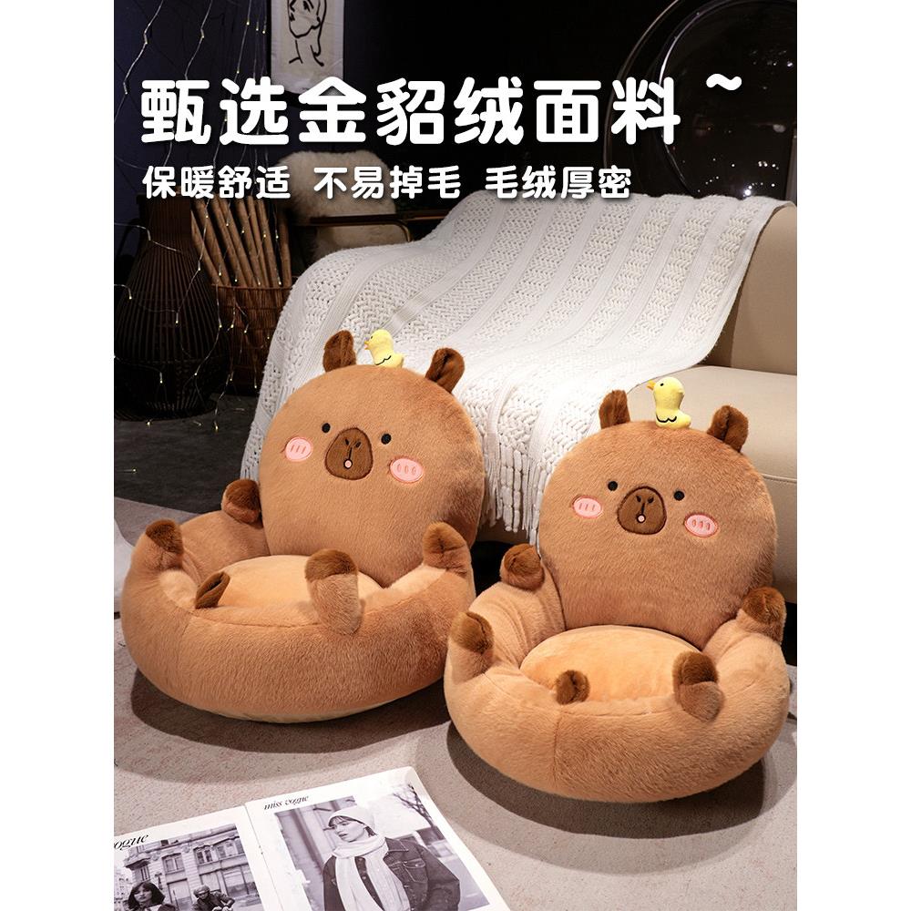 水豚蒲团坐垫地上懒人坐墩飘窗地板加厚儿童阅读区沙发榻榻米阳台