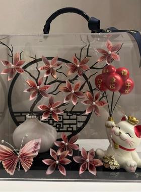 气球带来财富和宝藏猫屏幕金钱树丰富的花DIY全套材料包乔迁开幕