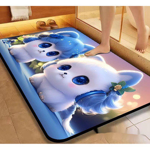 5D立体花硅藻泥浴室吸水软地垫卫生间防滑垫家用入户门脚垫地毯