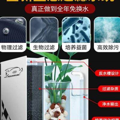 2024新款免换水生态金鱼缸小型客厅玻璃桌面侧滤自循环家用水族箱