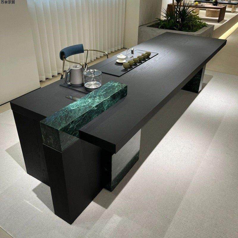 现代榫卯工艺新中式黑胡桃木泡茶台轻奢现代高级感实木茶桌椅组合,住宅家具,家用茶台/茶桌,淘宝优惠券,粉丝福利购,淘宝优惠卷