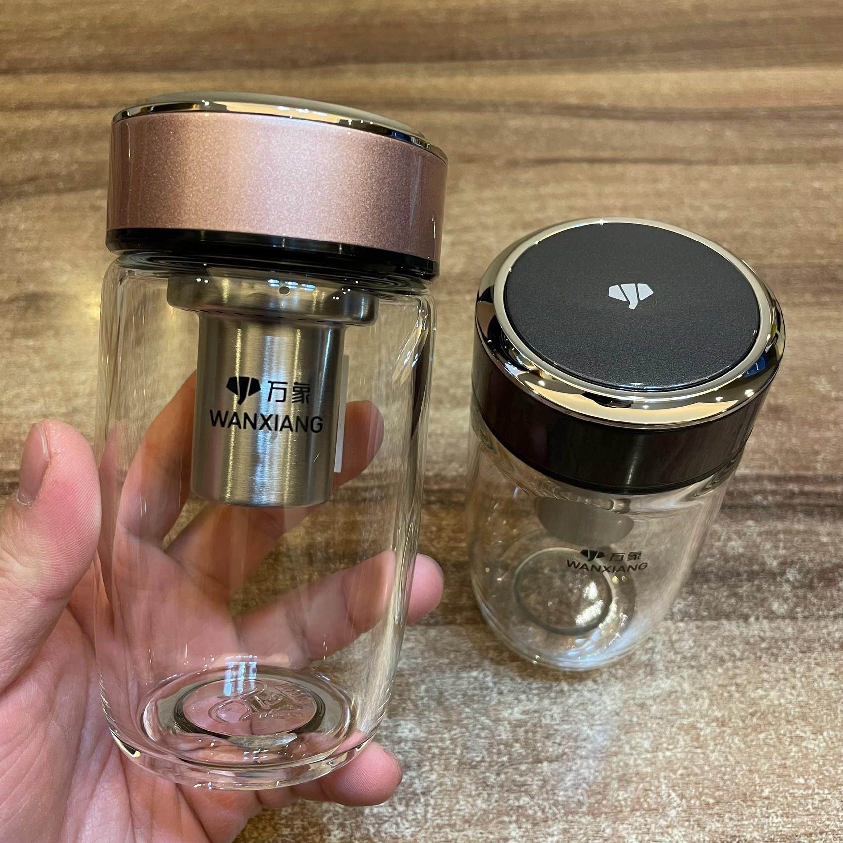 万象单层鹅蛋形玻璃杯弧形杯身车载水杯设计带滤网时尚珠光杯盖,餐饮具,玻璃杯,淘宝优惠券,粉丝福利购,淘宝优惠卷