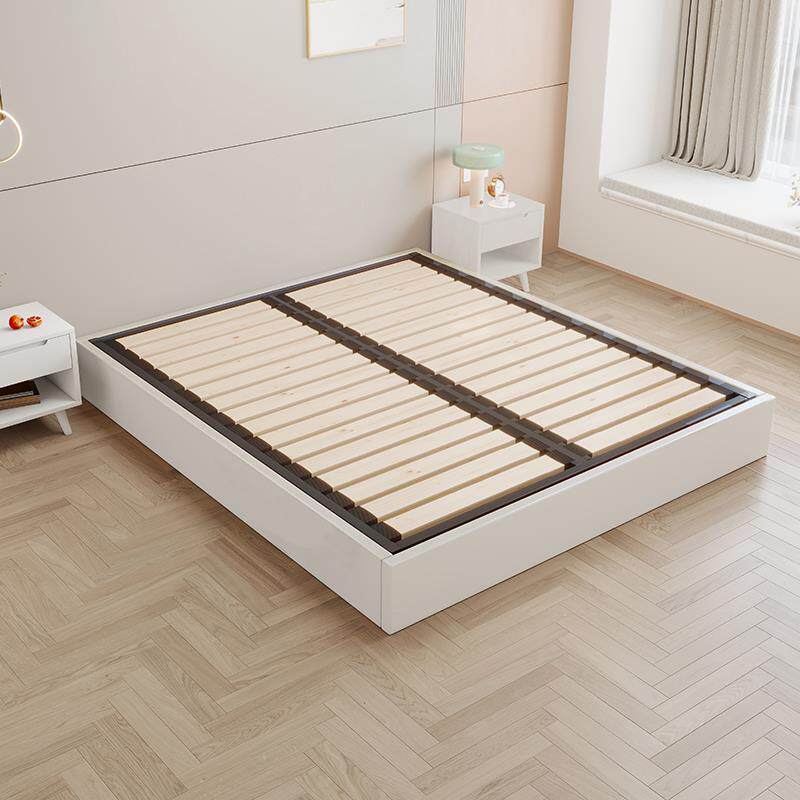 全实木无床头榻榻米钢架排骨架床架齐边小户型卧室落地床可定制