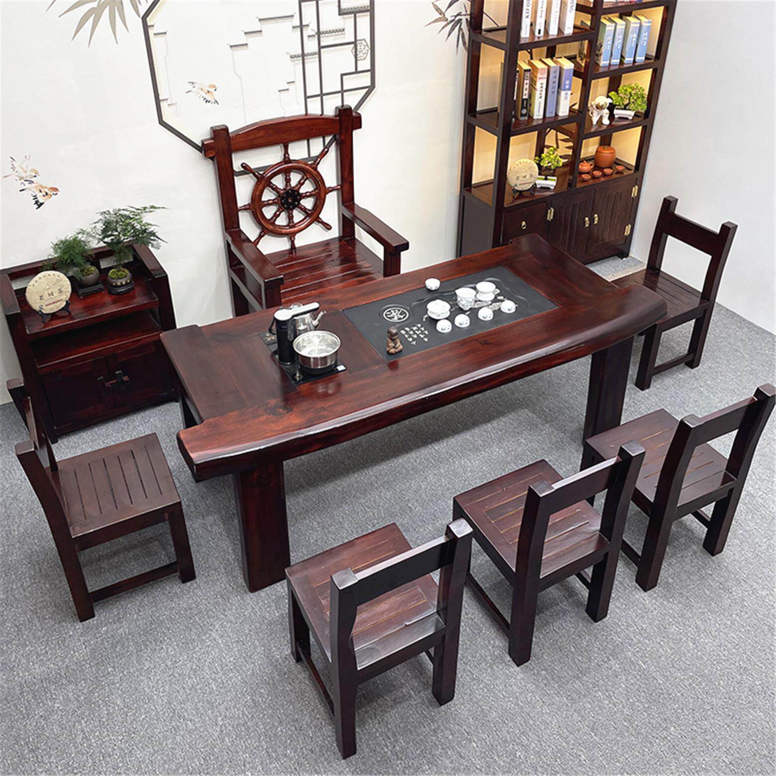 老船木茶桌椅组合办公室功夫茶具茶台一整套家用高端茶几中式实木