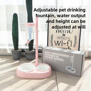 升降式宠物饮水机，狗饮水器，高度水量，小可调护颈，不湿口悬挂