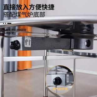 不锈钢大圆桌子带转盘圆形8人吃饭火锅餐桌1.5米带电磁炉饭店烧烤