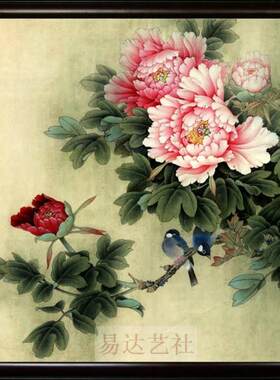 景德镇 瓷板画 牡丹 花开富贵 高级茶馆 私人会所 高档装饰品瓷画