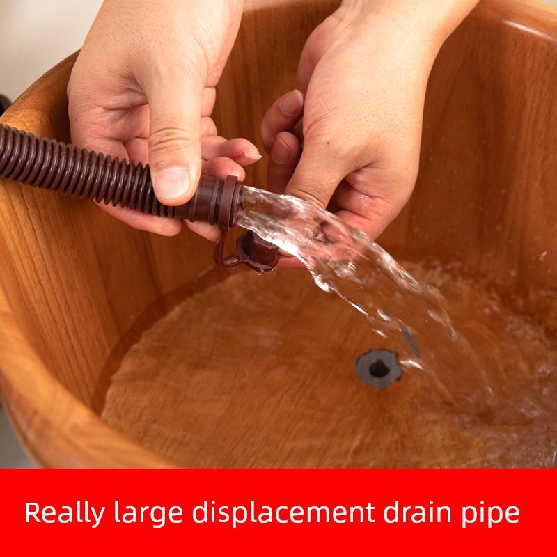 泡脚木桶家用过小腿木质洗脚桶浴足盆足浴桶带排水管带轮高深桶