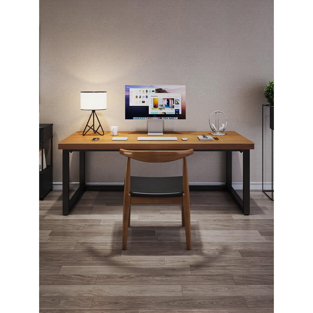 实木电脑桌桌面家庭写字台长方形桌办公桌简单现代双人电子竞技桌