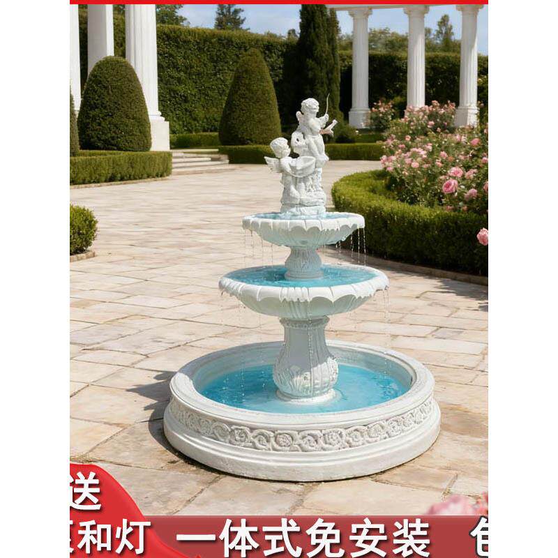 喷泉许愿池欧式流水落地摆件户外庭院别墅鱼池花园造景装饰