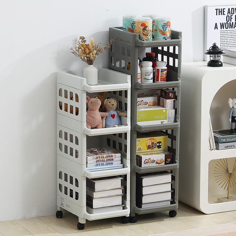 小推车多功能置物架落地多层客厅收纳层架移动书架厨房果蔬菜篮架