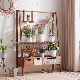 实木客厅花架阳台绿萝植物架室内防腐吊篮多肉花架宅寂风梯形花架