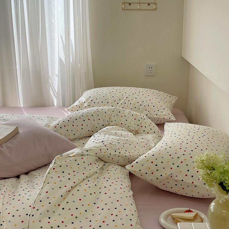 彩色波点小清新纯棉被套单件150x215单双人被罩180x200x220x230