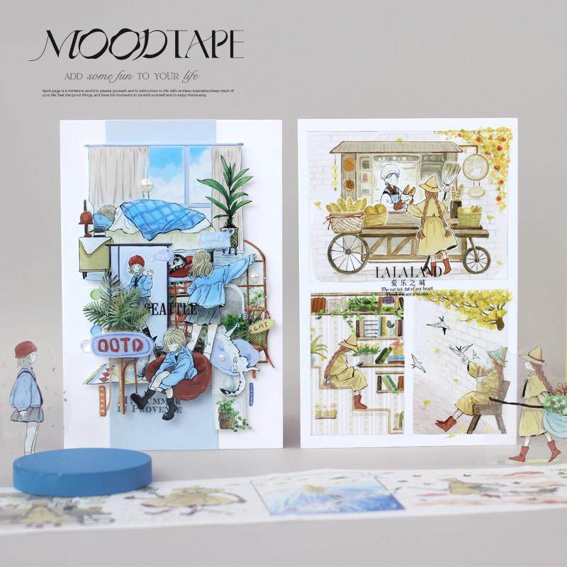 moodtape.遇见人物造景场原创手帐胶带咕卡贴纸和纸打底胶带文具