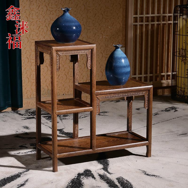鑫涞福红木花架鸡翅木落地盆景架实木多层花几阳台置物架高低
