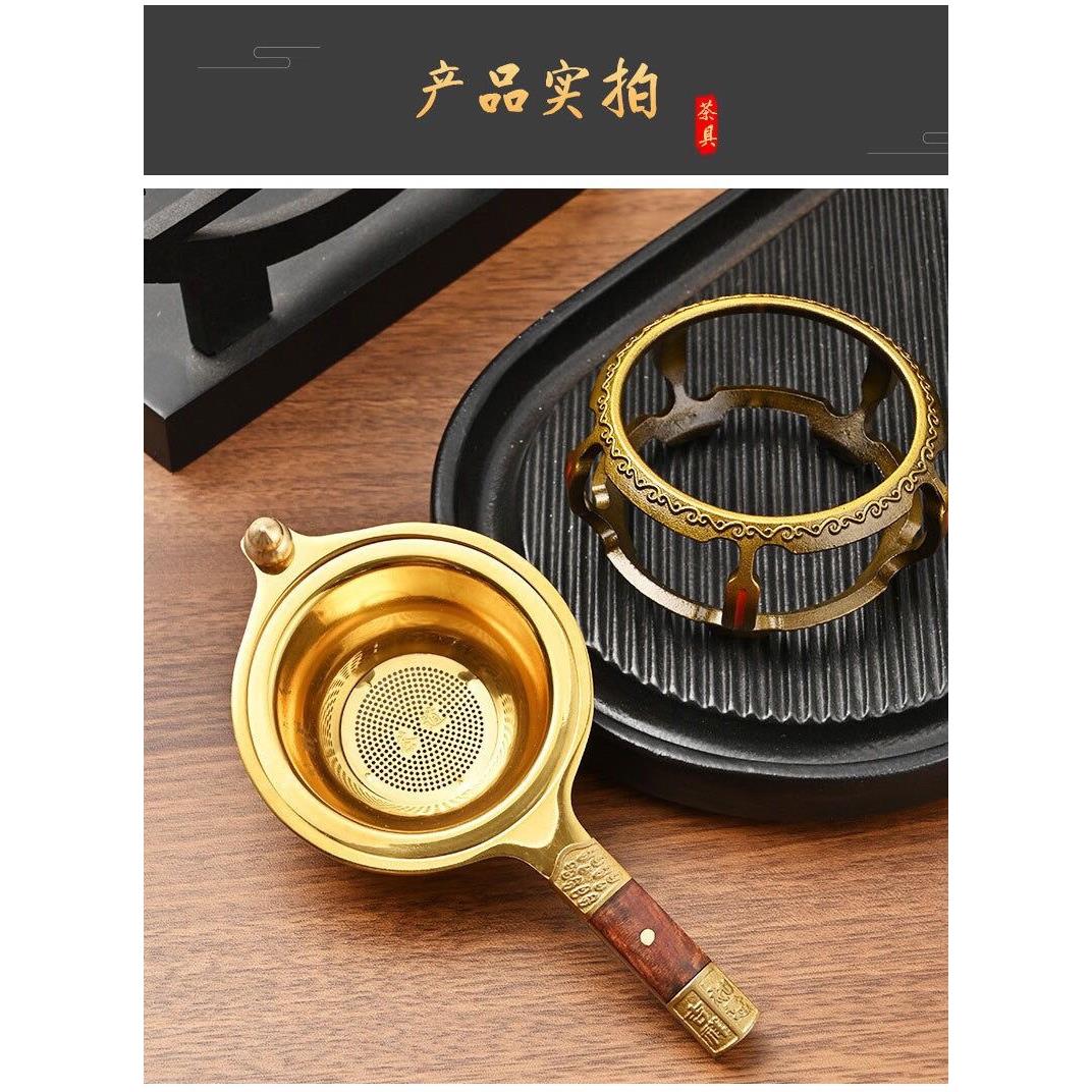 不锈钢茶漏茶滤网茶水分离器实木304茶漏底座茶托茶漏套装茶工具