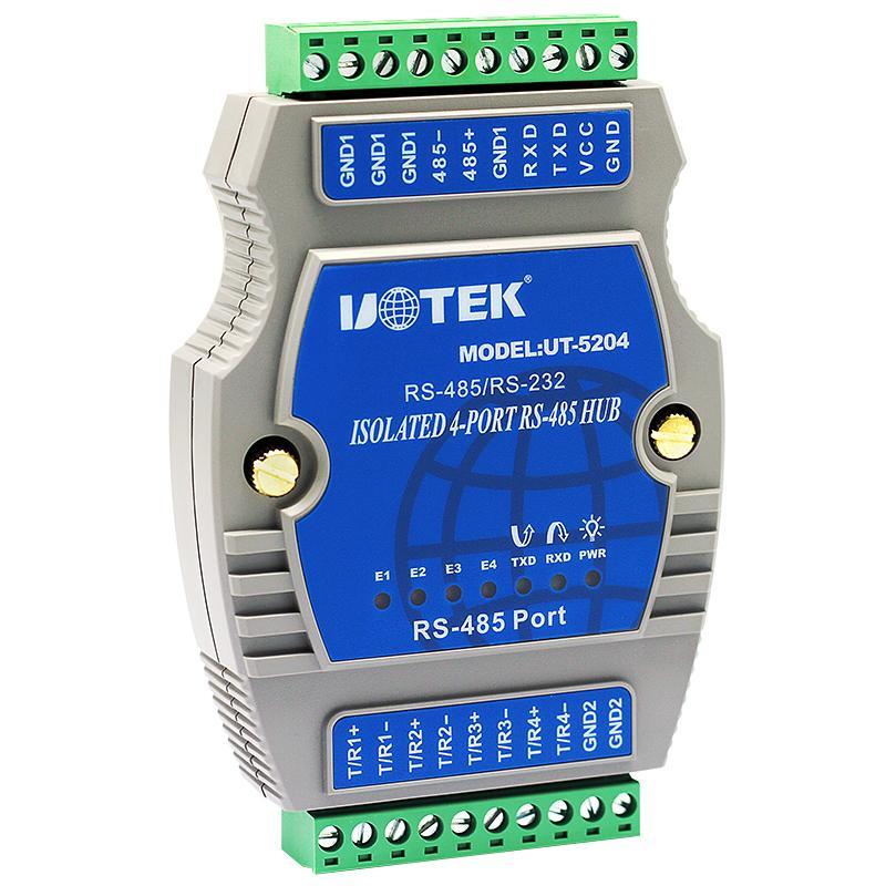 UTEK/宇泰UT-5204 4口RS485集线器HUB光电隔离型 RS232/485转4路4