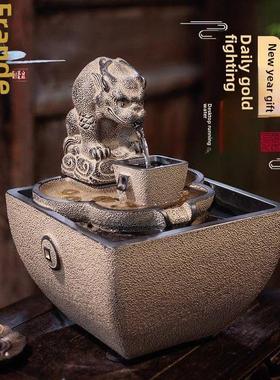 弗朗德日进斗金流水生财摆件循环水景办公室前台茶室桌面开业礼品