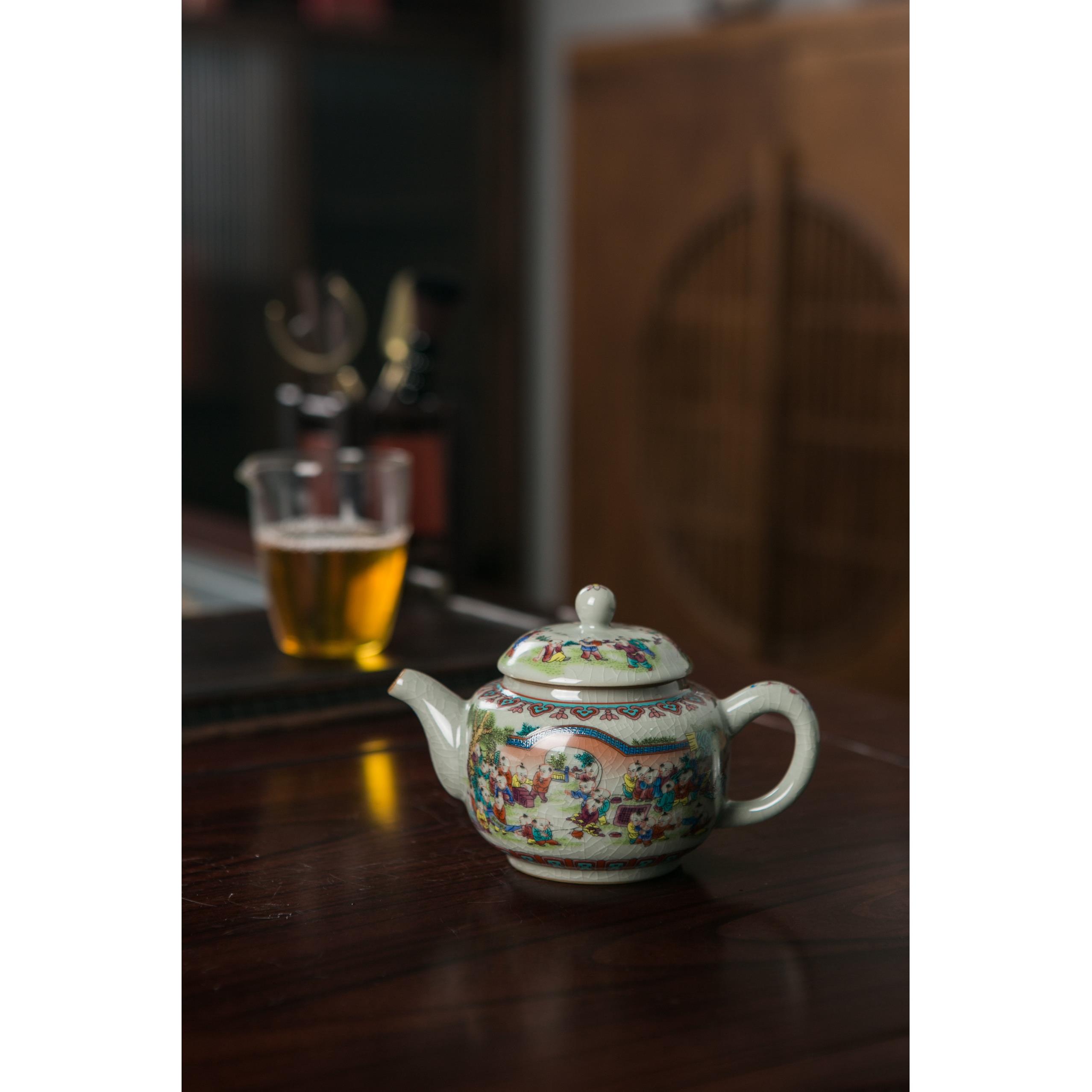 景德镇青花瓷老陶泥开片可养茶壶家用陶瓷功夫茶具泡茶壶过滤单壶