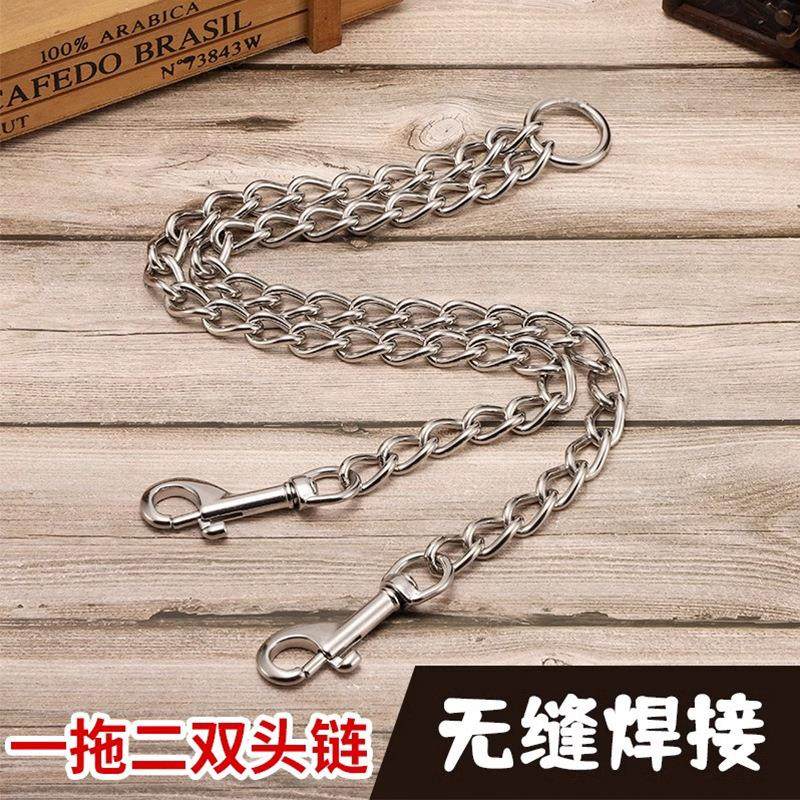 双头一拖二宠物狗狗牵引绳二合一大中型犬遛狗防缠绕金属狗绳链子