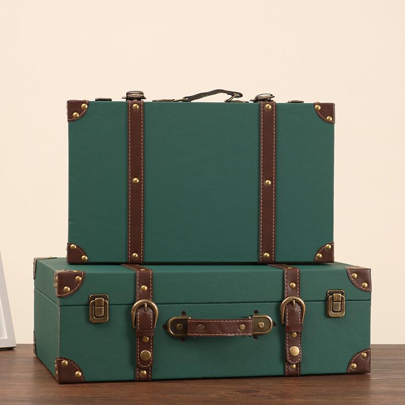 美式复古手提箱木箱子民国皮箱做旧摆件旅行箱橱窗陈列摄影道具箱