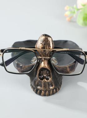 跨境新款骷髅头眼镜架家具装饰收纳工艺品桌面装饰品创意家居摆件