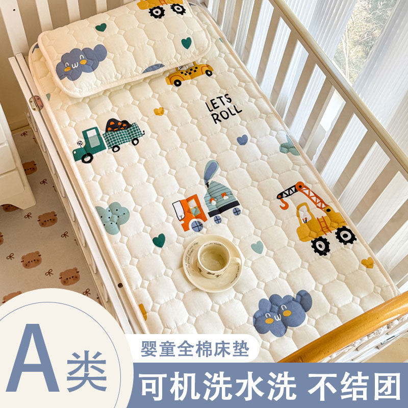 A类儿童全棉床垫拼接床床单幼儿园纯棉午睡婴儿可折叠专用床褥子