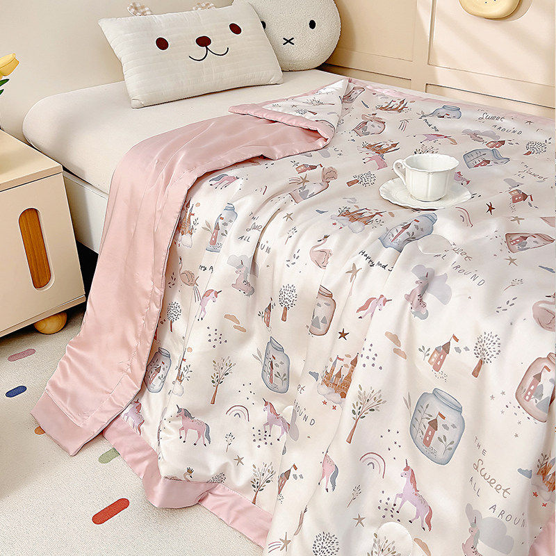 夏季儿童夏凉被凉感冰丝a类可机洗幼儿园莱赛尔天丝空调被薄被芯