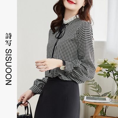 上衣千鸟格小众别致法式复古