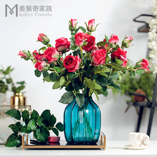 室内防真花客厅摆设装饰花假话花仿真花餐桌绢花家居玫瑰花束套装