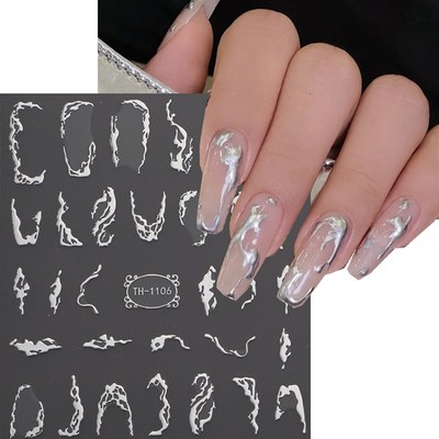 Metal Line Nail Stickers 3D Sliver Gold Thorns Vine Curve St
